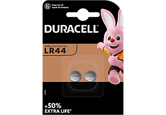 Pilas botón - Duracell LR44, 2 unidades, 1.5 V 76A/A76/V13GA, Negro