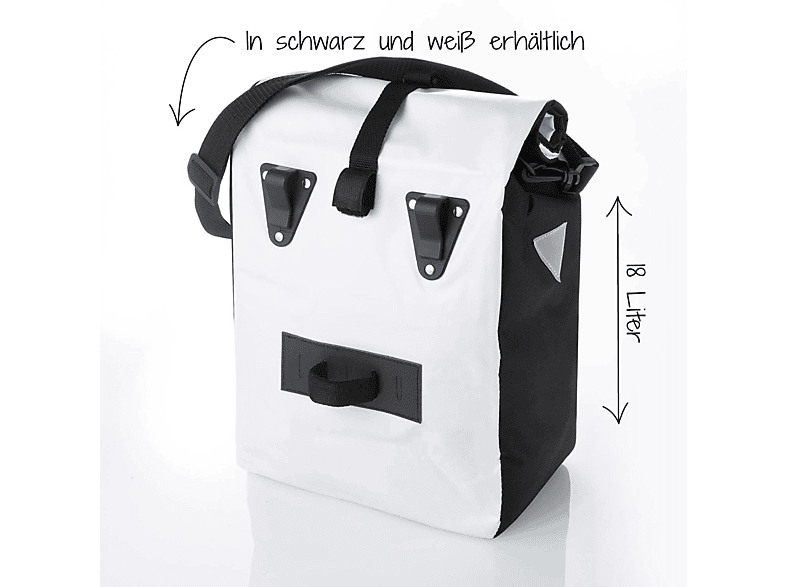 FISCHER 86264 GEPÄCKTRÄGERTASCHE KURIER, Weiß/Schwarz