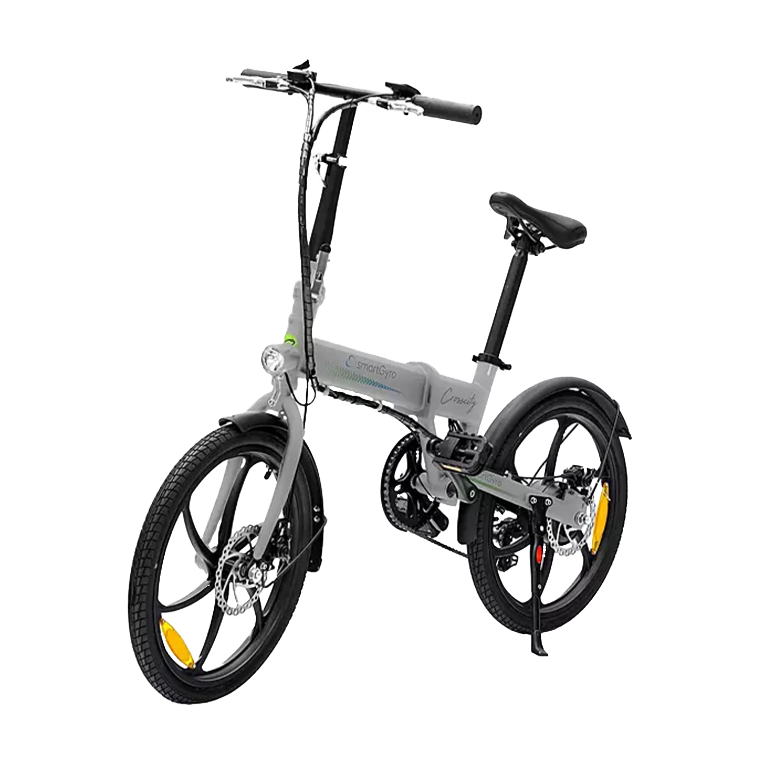 Smartgyro Ebike Crosscity silver bicicleta urbana ruedas de 20 asistente al pedaleo plegable batería litio 36v 4.4 mah freno disco 6 velocidades shimano 250w 25