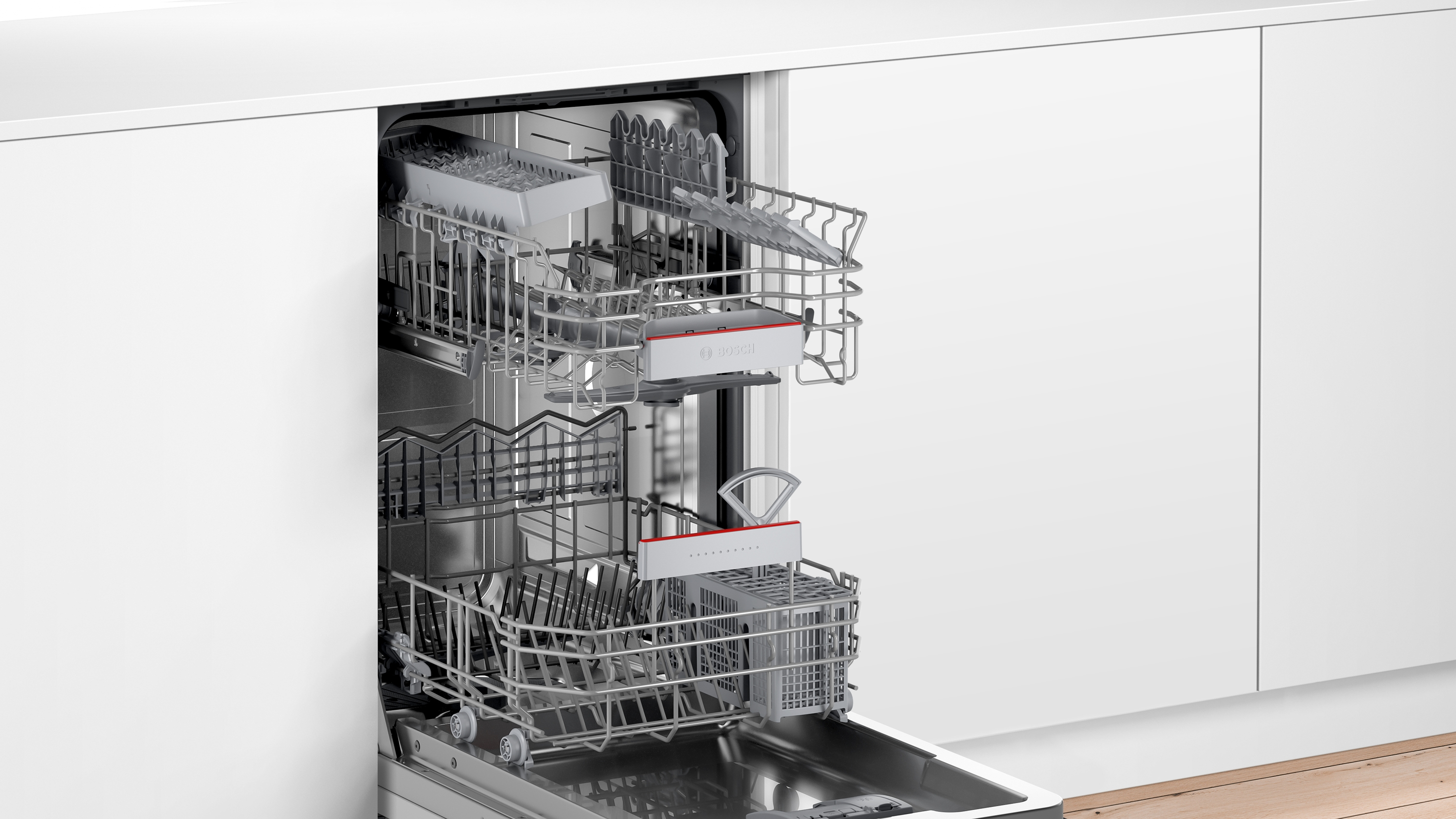BOSCH SRI4HKS53E Serie 4 Geschirrspüler (teilintegrierbar, 448 mm breit, 45 dB (A), E)