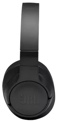 Casque JBL noir avec oreillette ronde, face avant sur fond blanc.