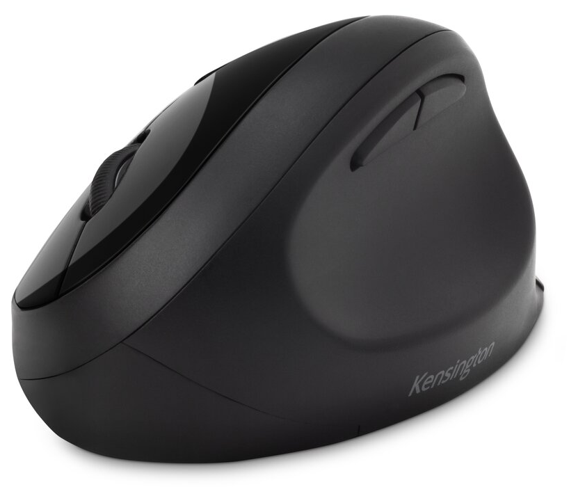 Ergonomikus fekete számítógépes egér, ívelt kialakítással, a kényelemért.