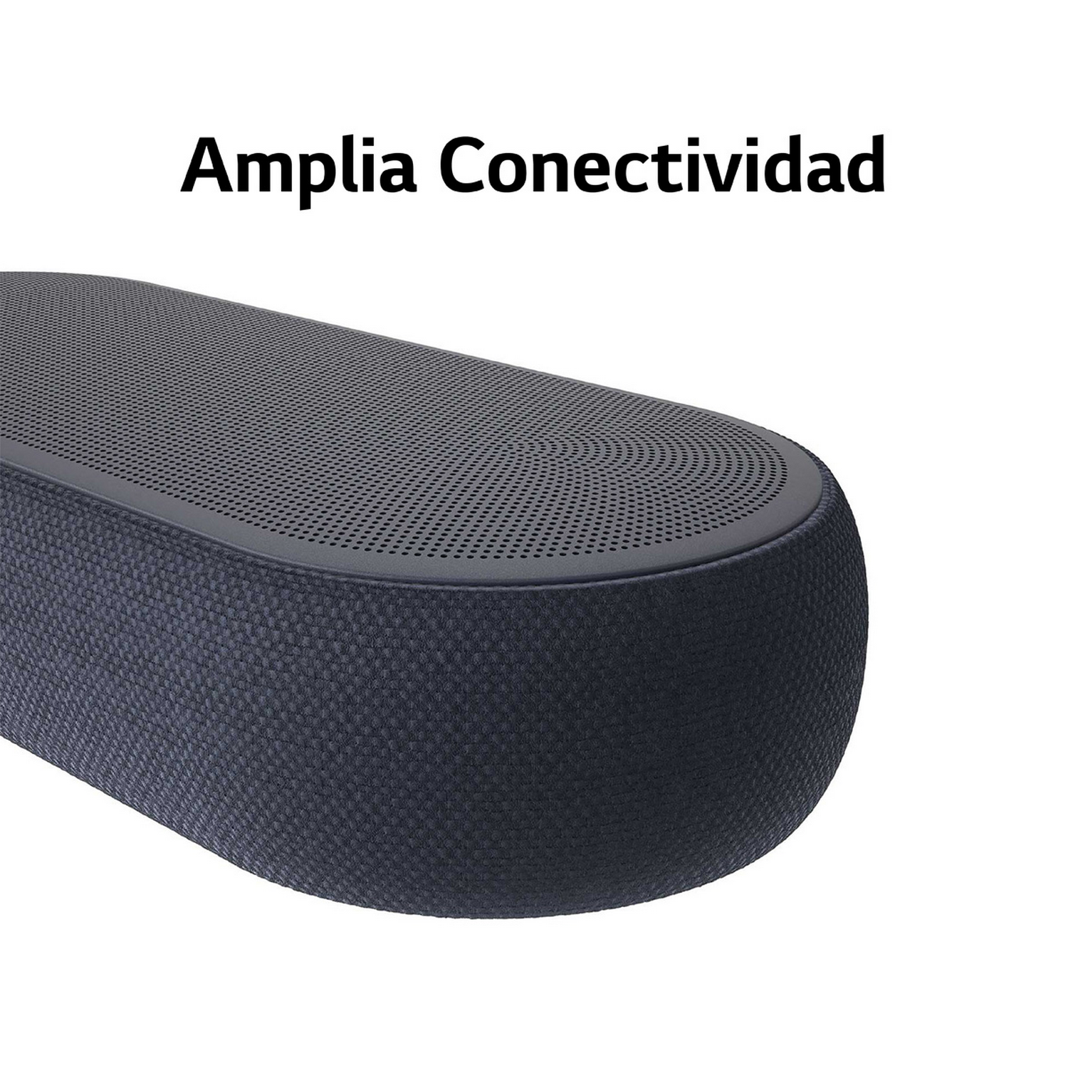 Altavoz azul oscuro con parte superior perforada.