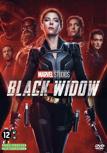 Couverture du DVD Black Widow, avec Scarlett Johansson et le casting.