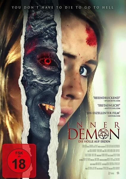 DVD-Cover des Films 'Inner Demon'. Zeigt das Gesicht einer Frau, aus der links ein Dämon auftaucht.