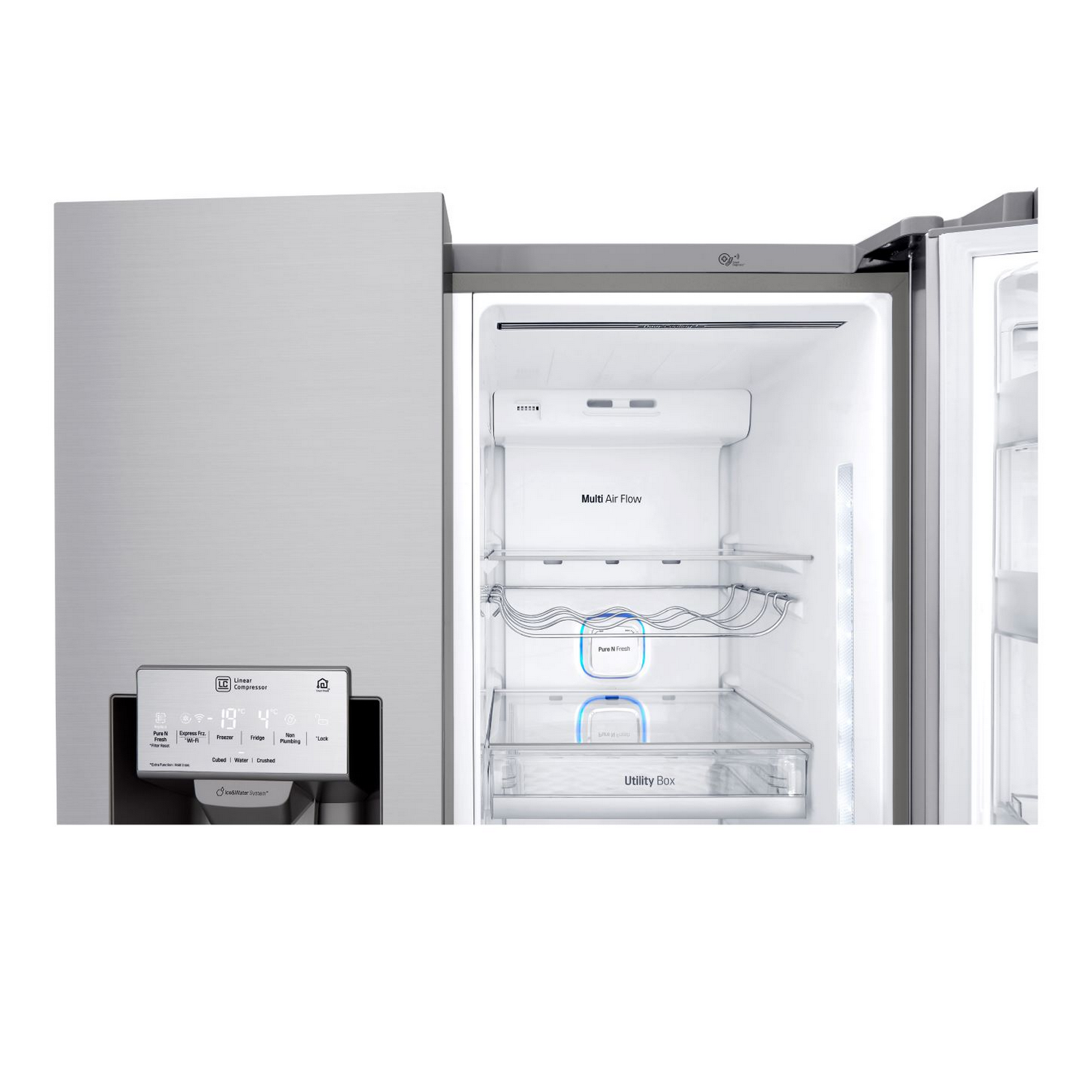 Frigorífico americano - LG GSX961NSVZ, Door in Door, No Frost, Dispensador agua y hielo, Inox