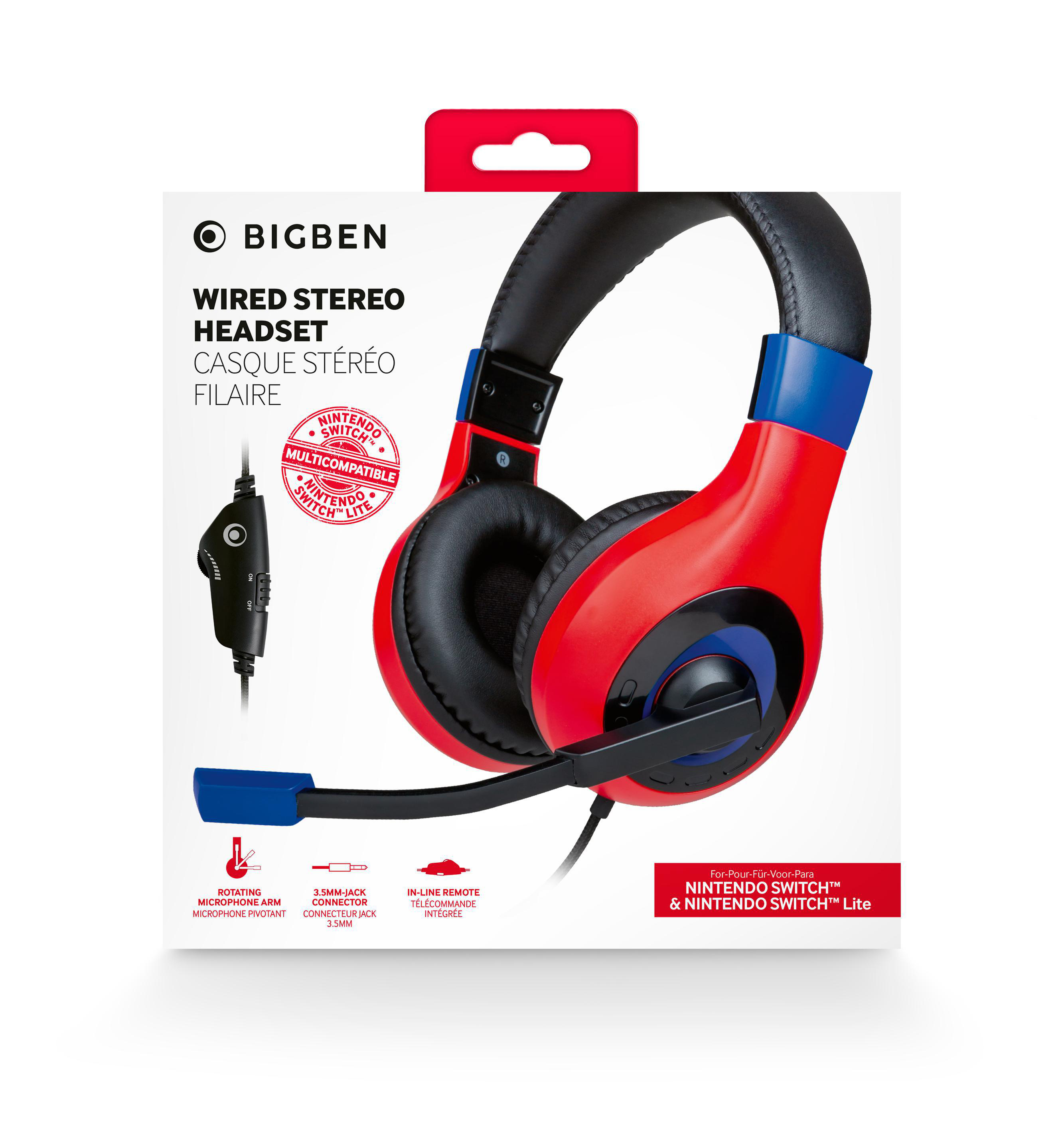 BIGBEN Stereo & Headset Mehrfarbig Nintendo Headset Gaming für Switch™ Over-ear Lite