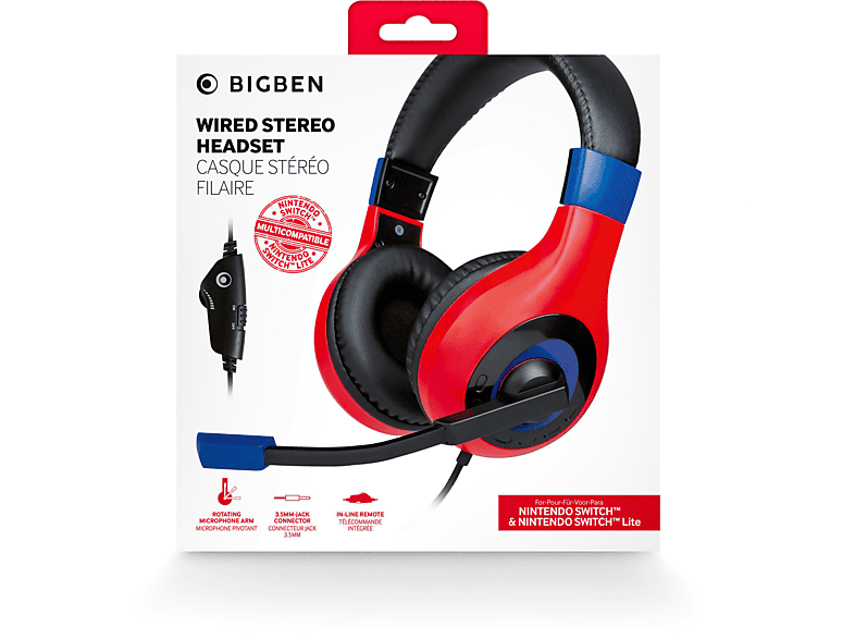 BIGBEN Stereo Headset für Nintendo Switch™ & Lite, Over-ear Gaming Headset Mehrfarbig | Nintendo Switch Headset