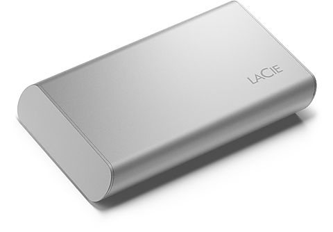 LACIE 500GB Festplatte Portable SSD V2 +Rescue, Extern, USB-C/A, Bis 1050 MB/s, Silber