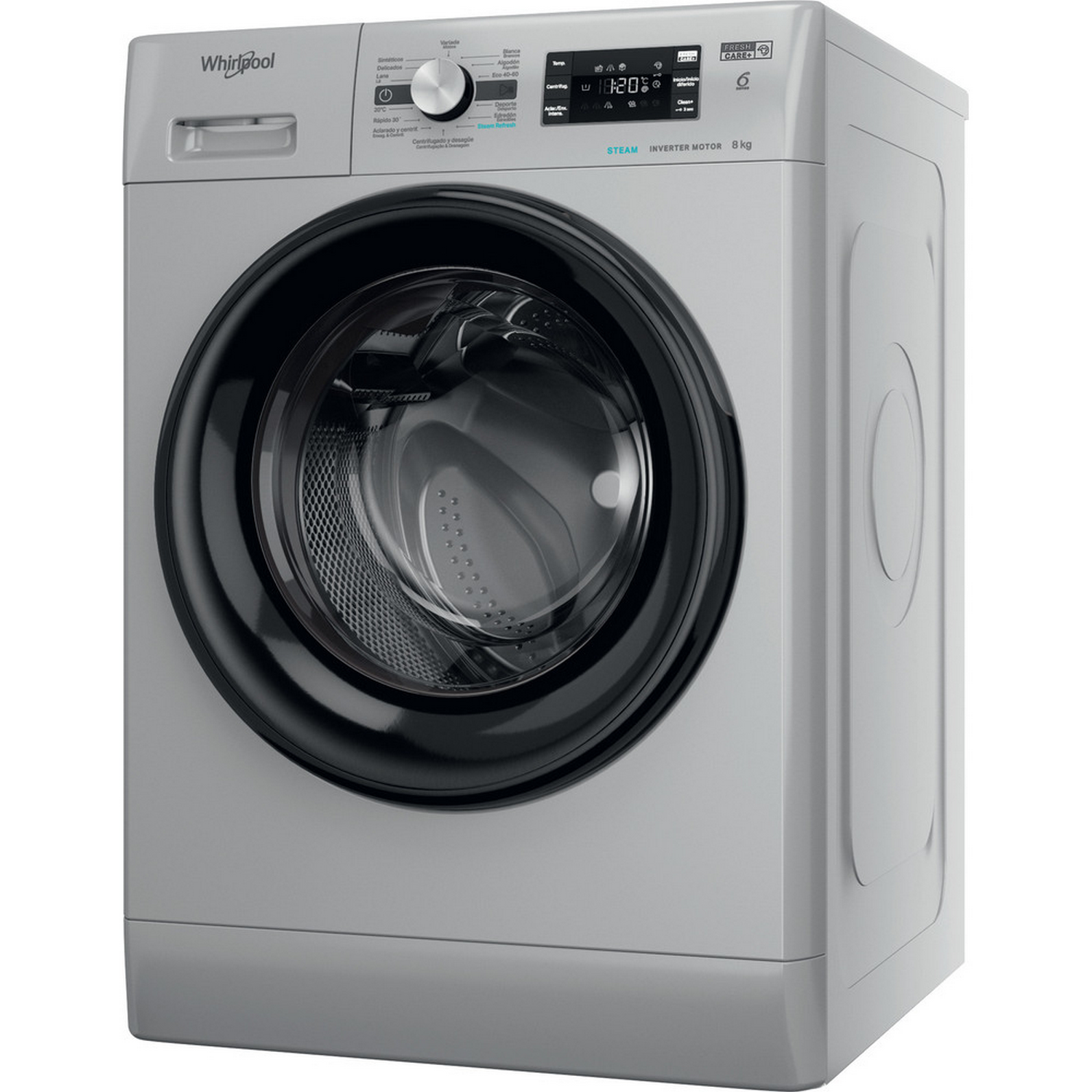 Lavadora carga frontal - Whirlpool FFB 8258 SBV SP, 8 kg, 1200 rpm, 6th Sense, 13 Programas, Plata