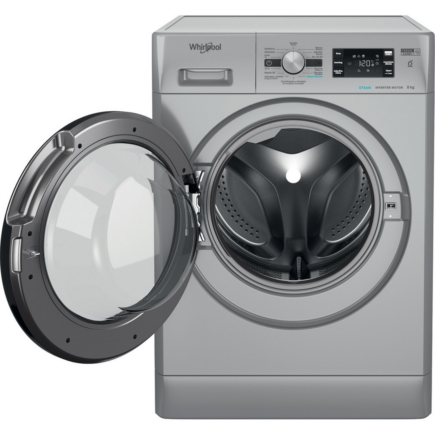 Lavadora carga frontal - Whirlpool FFB 8258 SBV SP, 8 kg, 1200 rpm, 6th Sense, 13 Programas, Plata