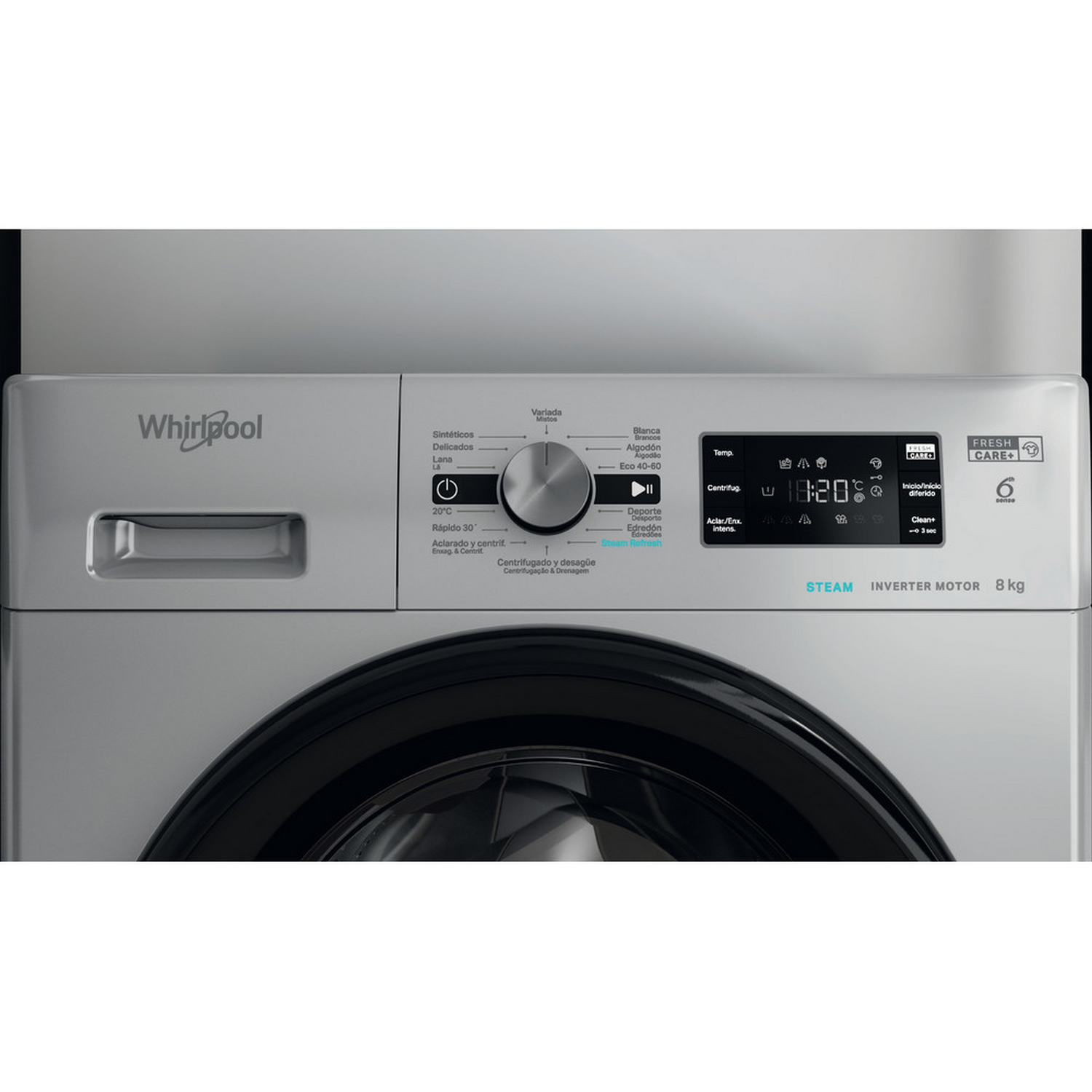 Lavadora carga frontal - Whirlpool FFB 8258 SBV SP, 8 kg, 1200 rpm, 6th Sense, 13 Programas, Plata