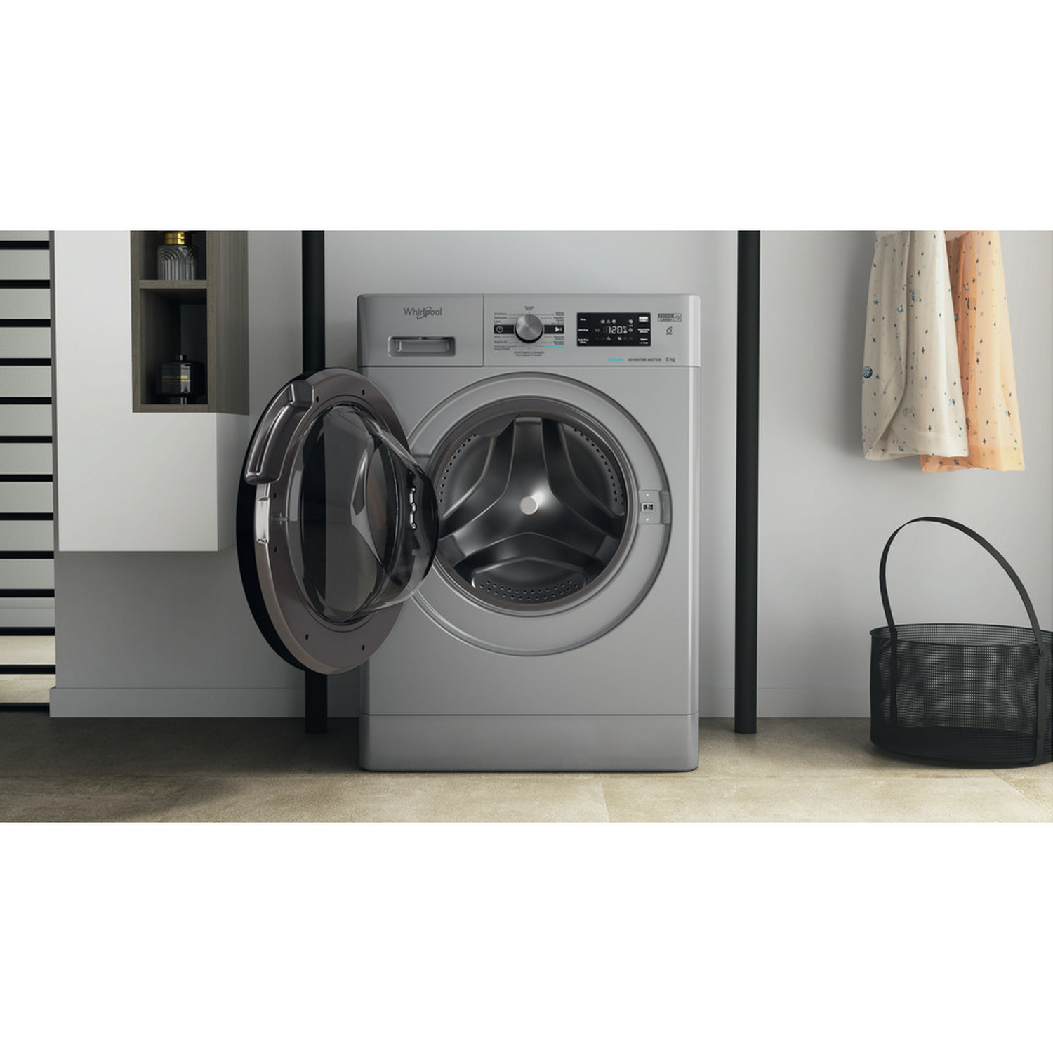 Lavadora carga frontal - Whirlpool FFB 8258 SBV SP, 8 kg, 1200 rpm, 6th Sense, 13 Programas, Plata