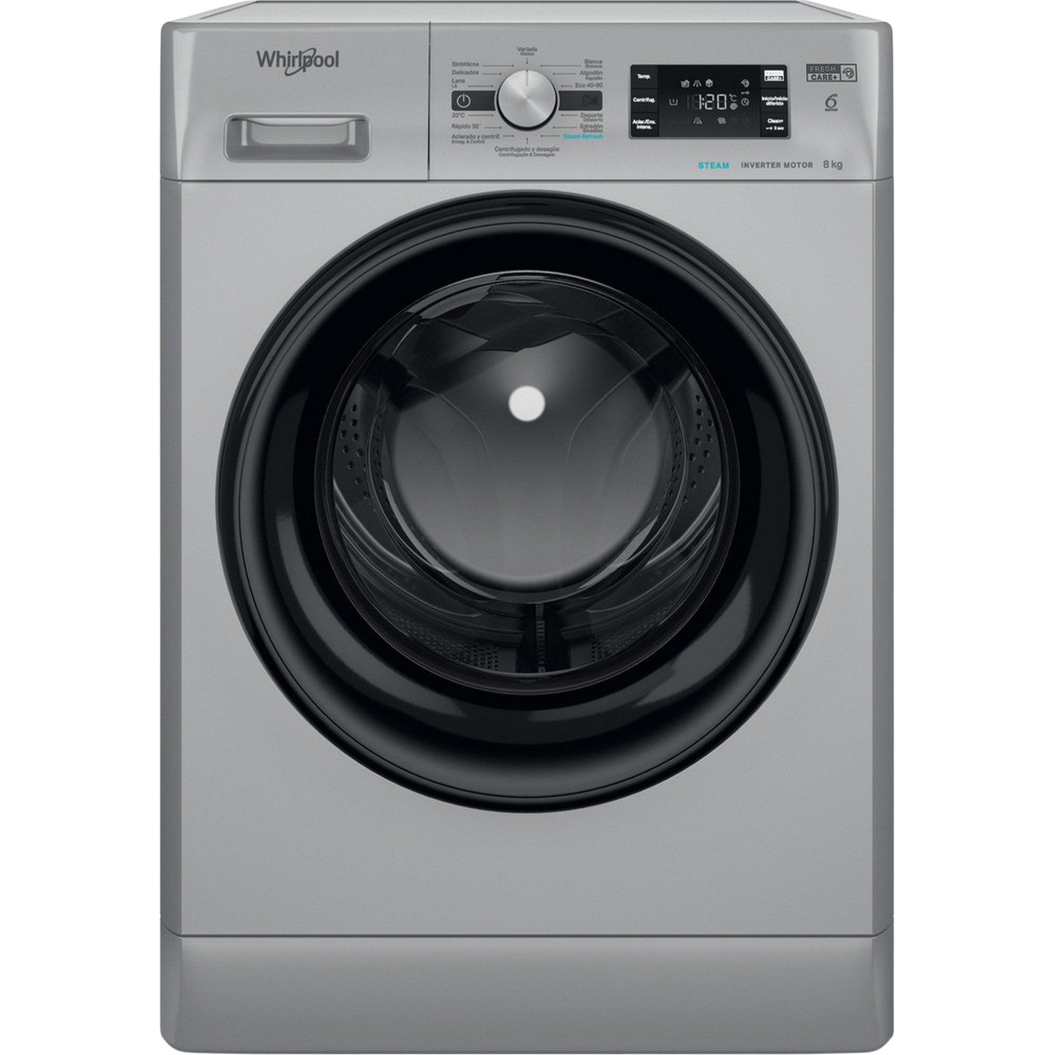 Lavadora carga frontal - Whirlpool FFB 8258 SBV SP, 8 kg, 1200 rpm, 6th Sense, 13 Programas, Plata