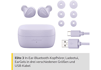 JABRA Elite 3, mit Geräuschisolierung, In-ear Kopfhörer Bluetooth Lila
