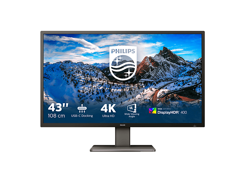 Monitor PHILIPS 439P1/00 43 Zoll UHD 4K Monitor (4 ms Reaktionszeit, 60