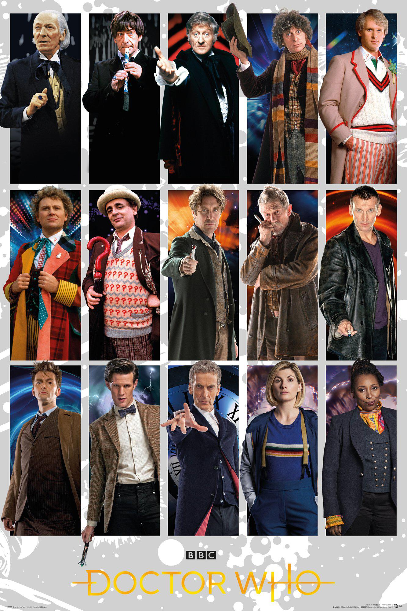 GB EYE Doctor Who Collage Grid Poster Doctors