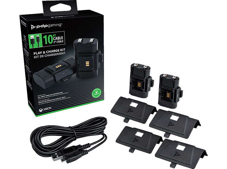 PDP LLC PDP Gaming Play & Charge Kit, Zubehör für Xbox-Serie X|S, Schwarz