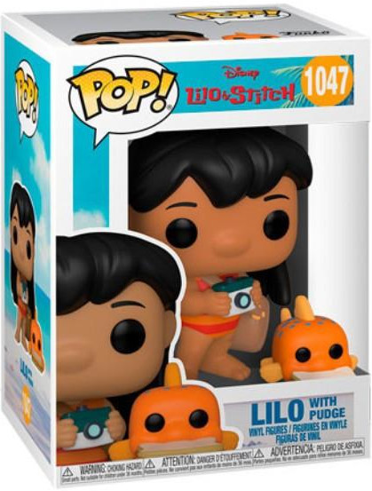 Lilo figure in box, with Pudge figurine. The box is white with blue and beach graphics.