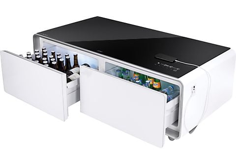 CASO Design Sound & Cool Tisch-Kühlschrank und Soundstation (F, 460 mm  hoch, Schwarz/Weiß)