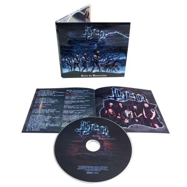 CD-Hülle offen, CD und Booklet mit Bandmitgliedern und Texten.