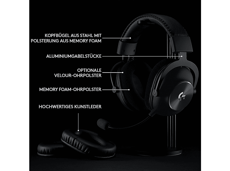 LOGITECH G pro X Lightspeed, Kabelloses Gaming Headset, Blue VO!CE, 7.1 Surround-Sound, Schwarz — Foto 5 von 5