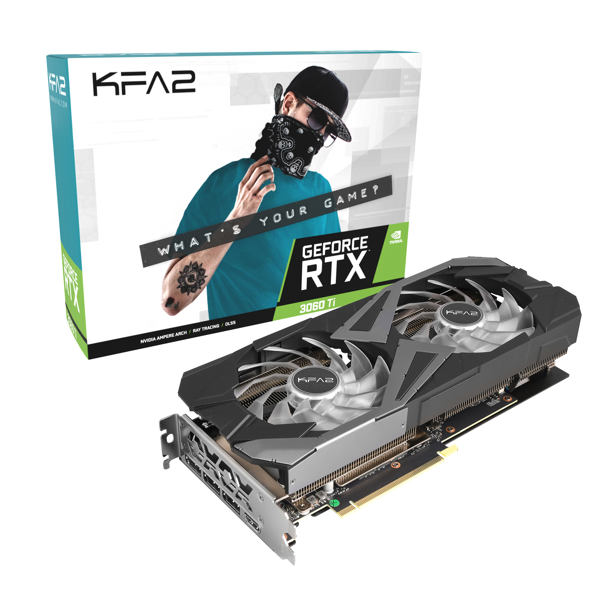 KFA2 GeForce (NVIDIA, (36ISL6MD1WTK) 8GB 1-Click OC Ti EX LHR RTX™ 3060 Grafikkarte)