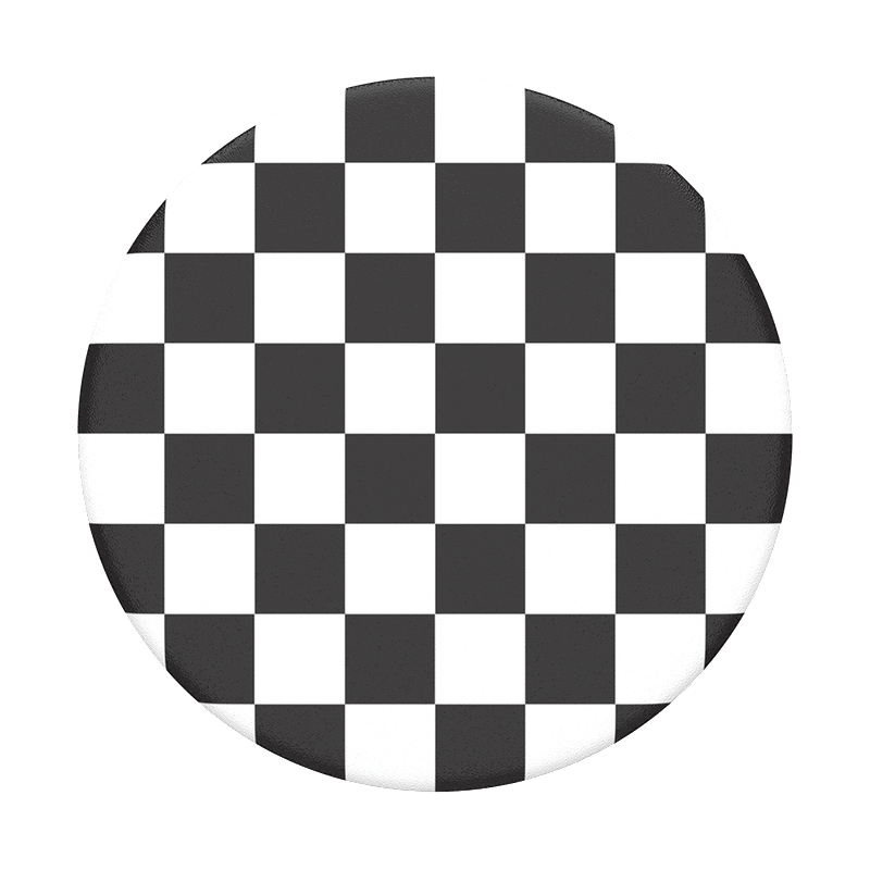 Runder PopSocket mit schwarz-weißem Schachbrettmuster.