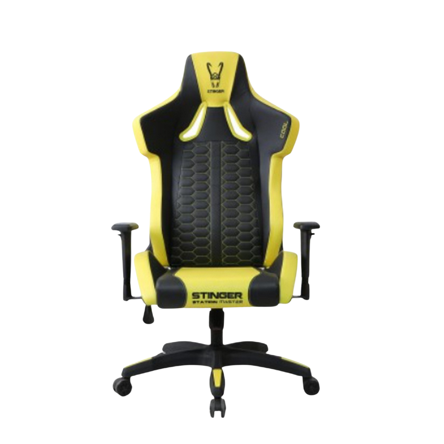 Silla Gaming Woxter stinger station master cool amarilla negra inclinable hasta 150º polipiel 5 ruedas oficina eje acero levantamiento por gas reposabrazos altincl ajustable foam adaptativo racing lumbarcervical