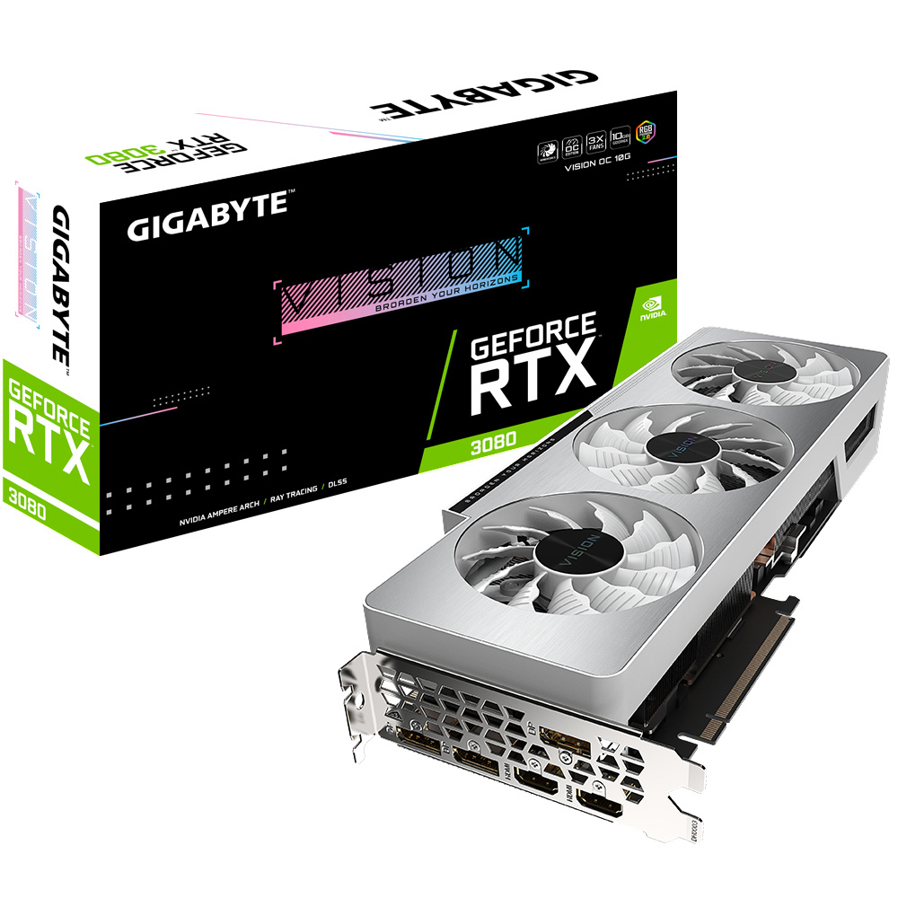 GIGABYTE GeForce RTX™ Grafikkarte) 3080 2.0) 10G OC (NVIDIA, (GV-N3080VISION OC-10GD 2.0) VISION (Rev