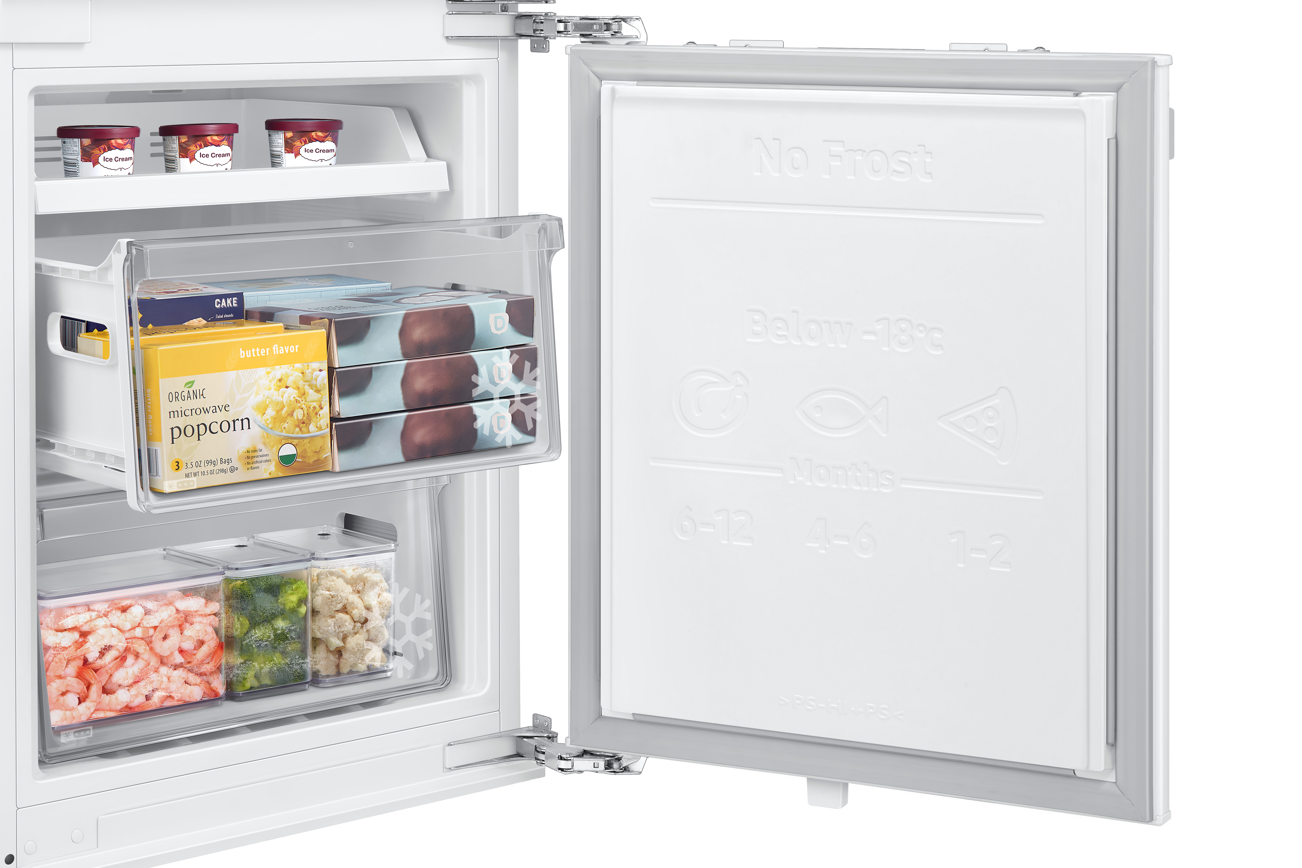 SAMSUNG BRB26713DWW/EF Einbau Kühl-Gefrierkombination Kühlgefrierkombination (D, 264 l, 1775 mm hoch, Einbaugerät, No Frost (verminderte Eisbildung), Weiß)
