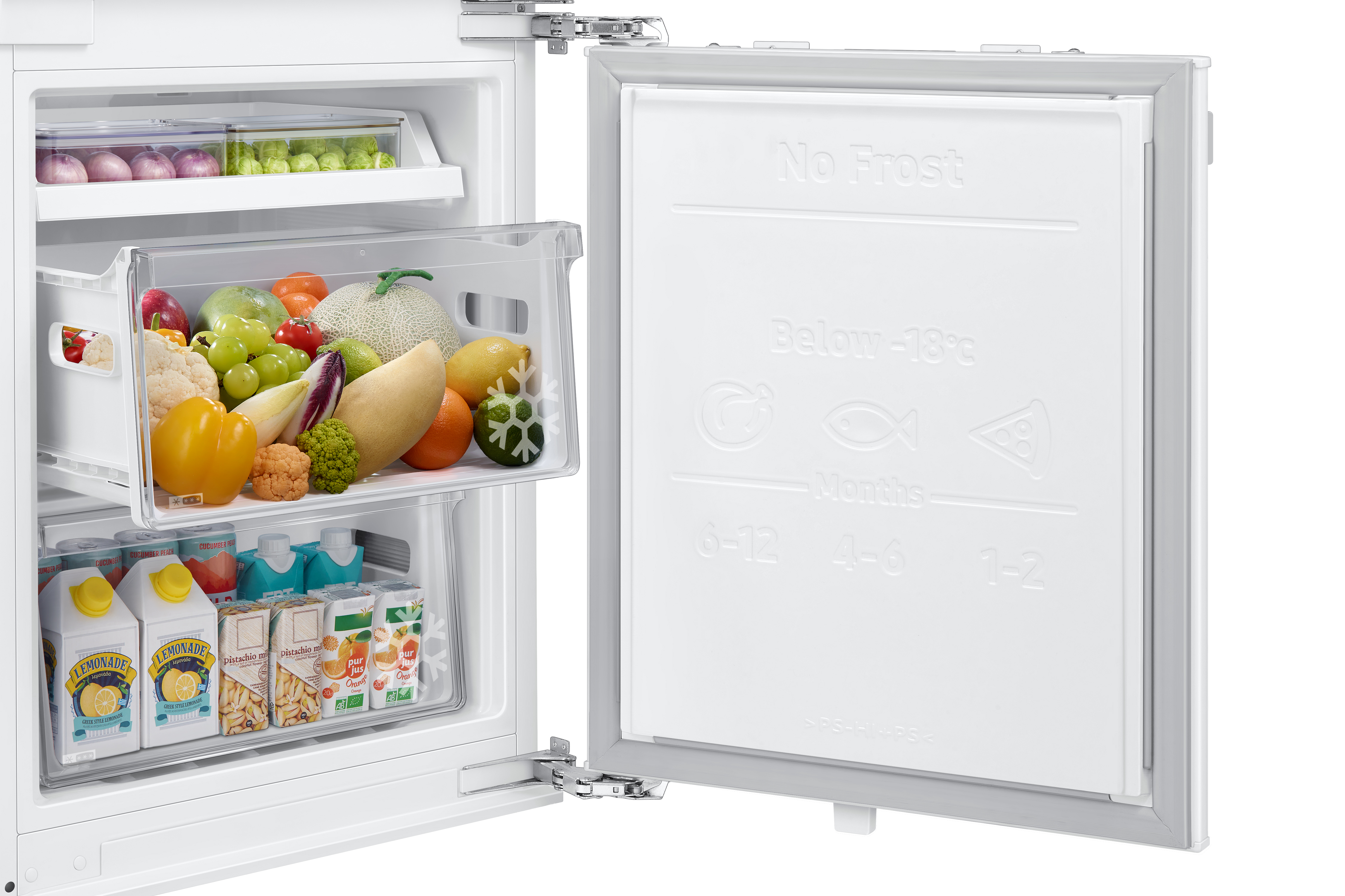 SAMSUNG BRB26713DWW/EF Einbau Kühl-Gefrierkombination Kühlgefrierkombination (D, 264 l, 1775 mm hoch, Einbaugerät, No Frost (verminderte Eisbildung), Weiß)