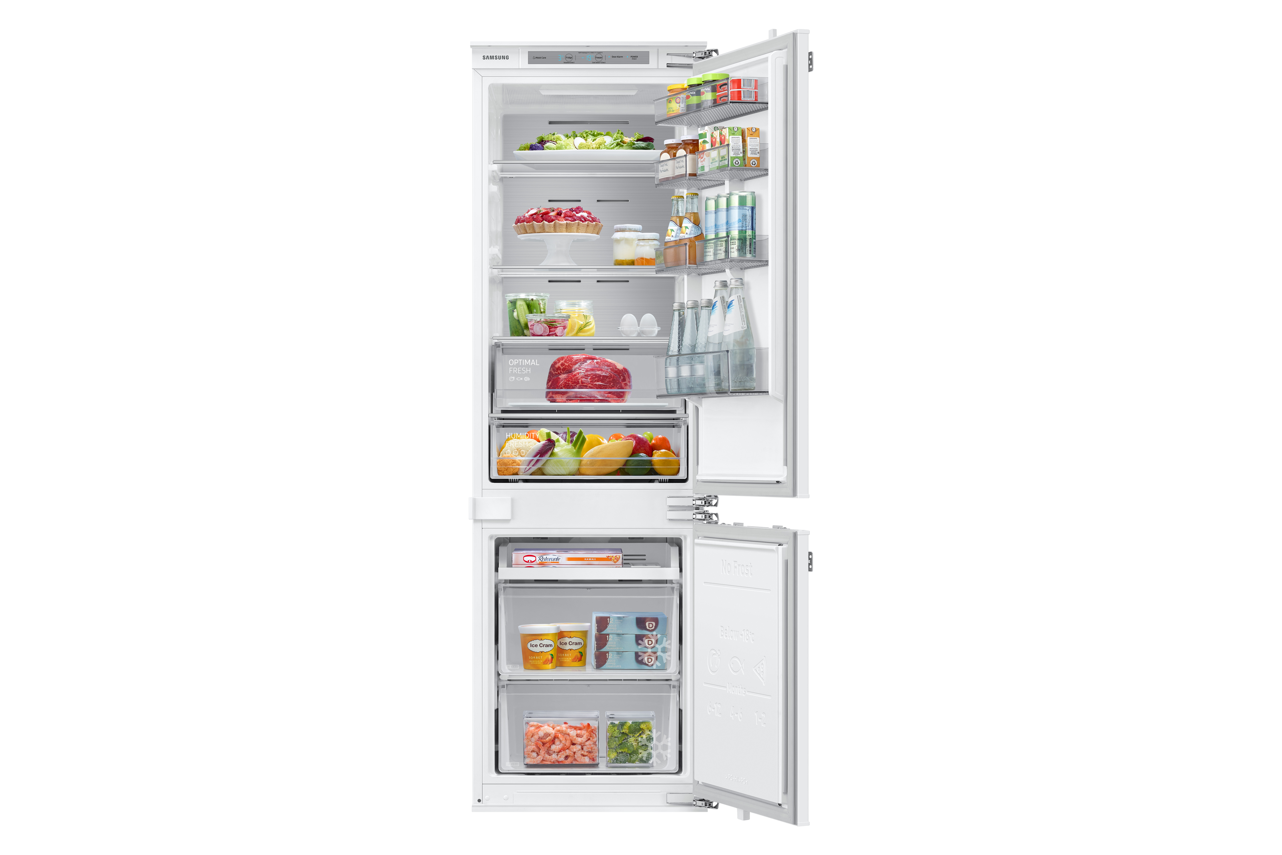 SAMSUNG BRB26713DWW/EF Einbau Kühl-Gefrierkombination Kühlgefrierkombination (D, 264 l, 1775 mm hoch, Einbaugerät, No Frost (verminderte Eisbildung), Weiß)