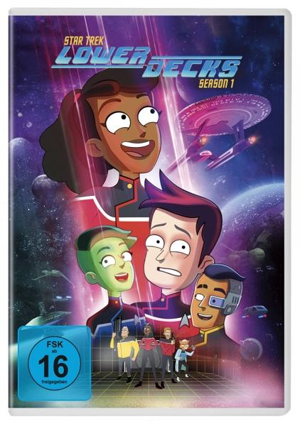 DVD-Cover von Star Trek: Lower Decks, mit Zeichentrickfiguren.