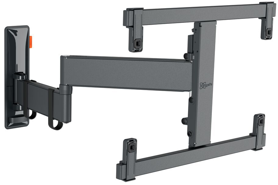 A gray TV wall mount with multiple joints and mounting points, against a white background.