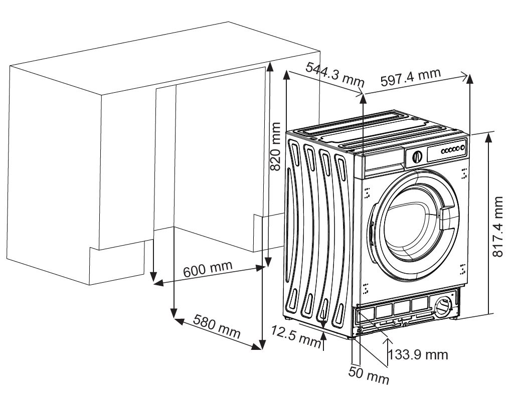 U/Min., ES-NIB814BWC-DE (8 SHARP kg, C, Waschmaschine 1330 Pumpenfilter)