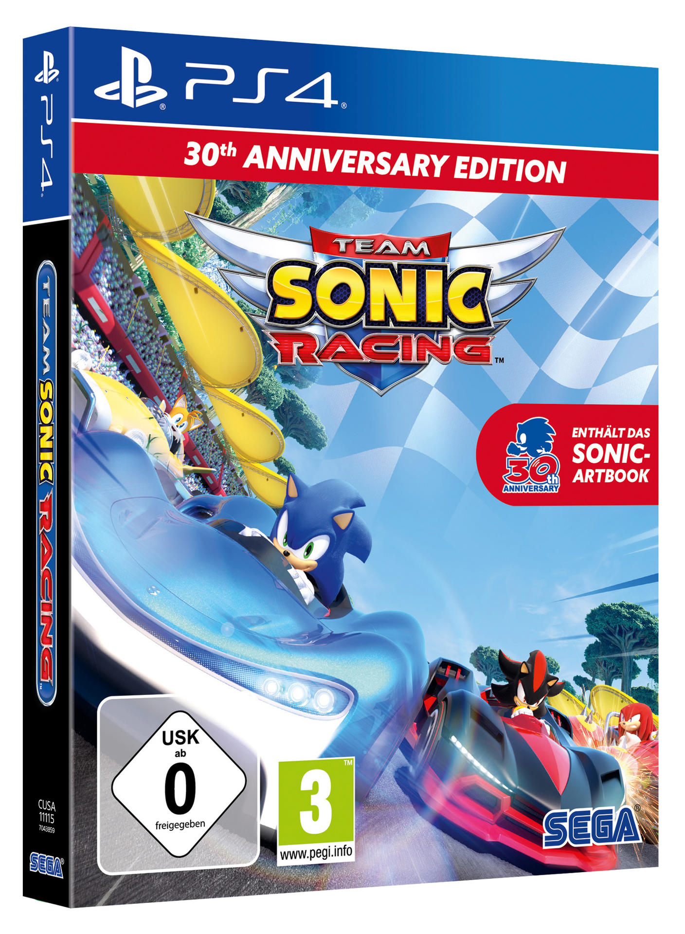 Das Cover eines Spiels mit dem Titel 'Team Sonic Racing'.