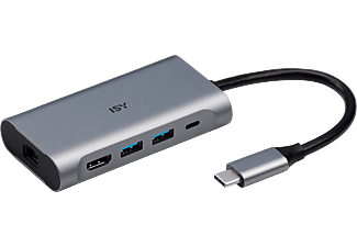 ISY IAD-1022 USB-C naar 2x USB-A, HDMI & LAN Adapter