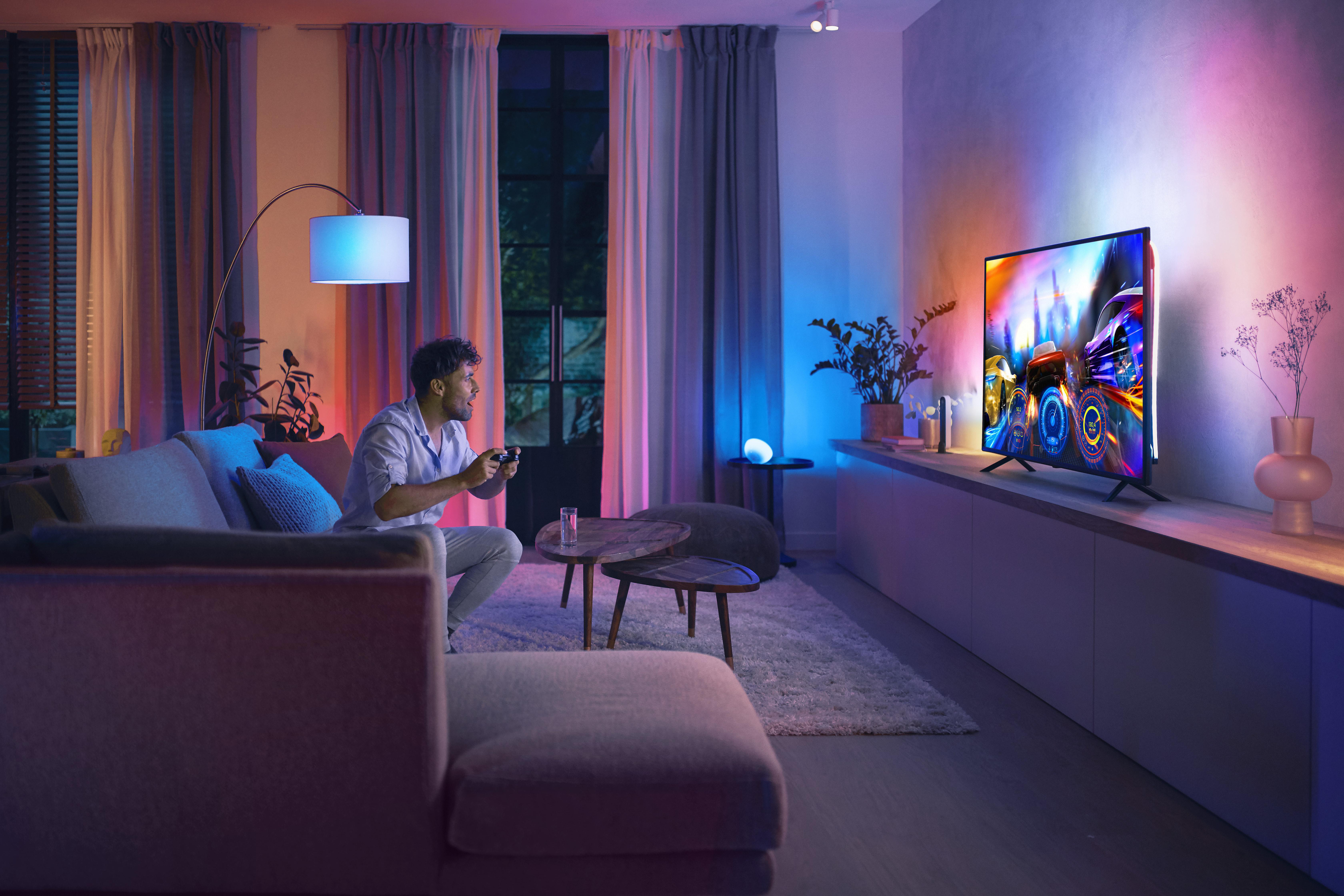 PHILIPS Hue Play Gradient Lightstrip White & Col. Amb. 55-60 Zoll, Starter Set Mehrfarbig