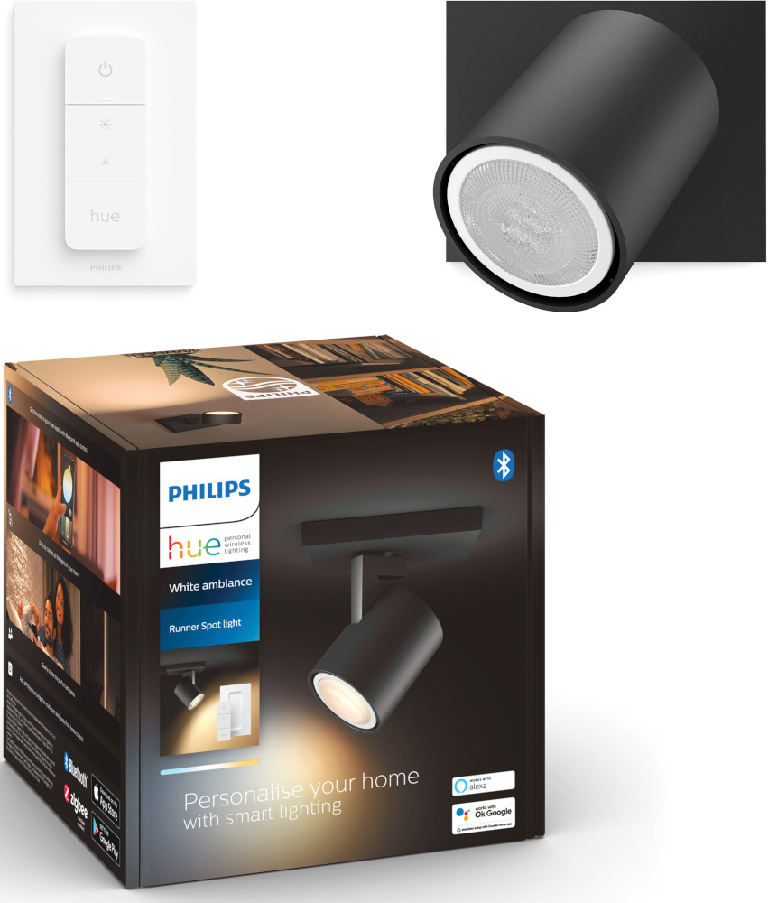 PHILIPS HUE Lampe murale Smart Runner Noir + Interrupteur (33832600)