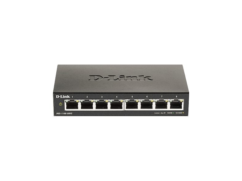 Switch - D-Link DGS-1100-08V2, 8 Puertos, 10/100/1000BASE-T, D-View 7 Network Management System, Negro