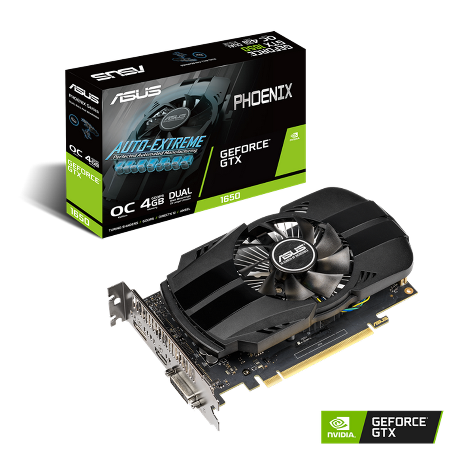 Tarjeta gráfica - ASUS Phoenix GeForce® GTX 1650 OC Edition, 300 W, 4 GB, GDDR5, PCI Express 3.0, IP5X, Negro