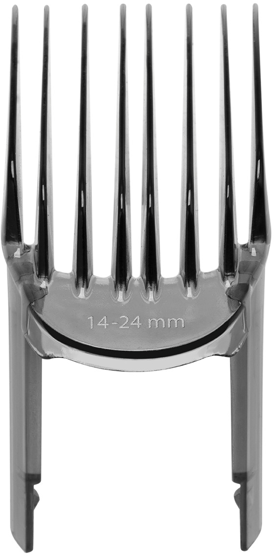 A black hair clipper attachment with a size indicator of '14-24 mm'.