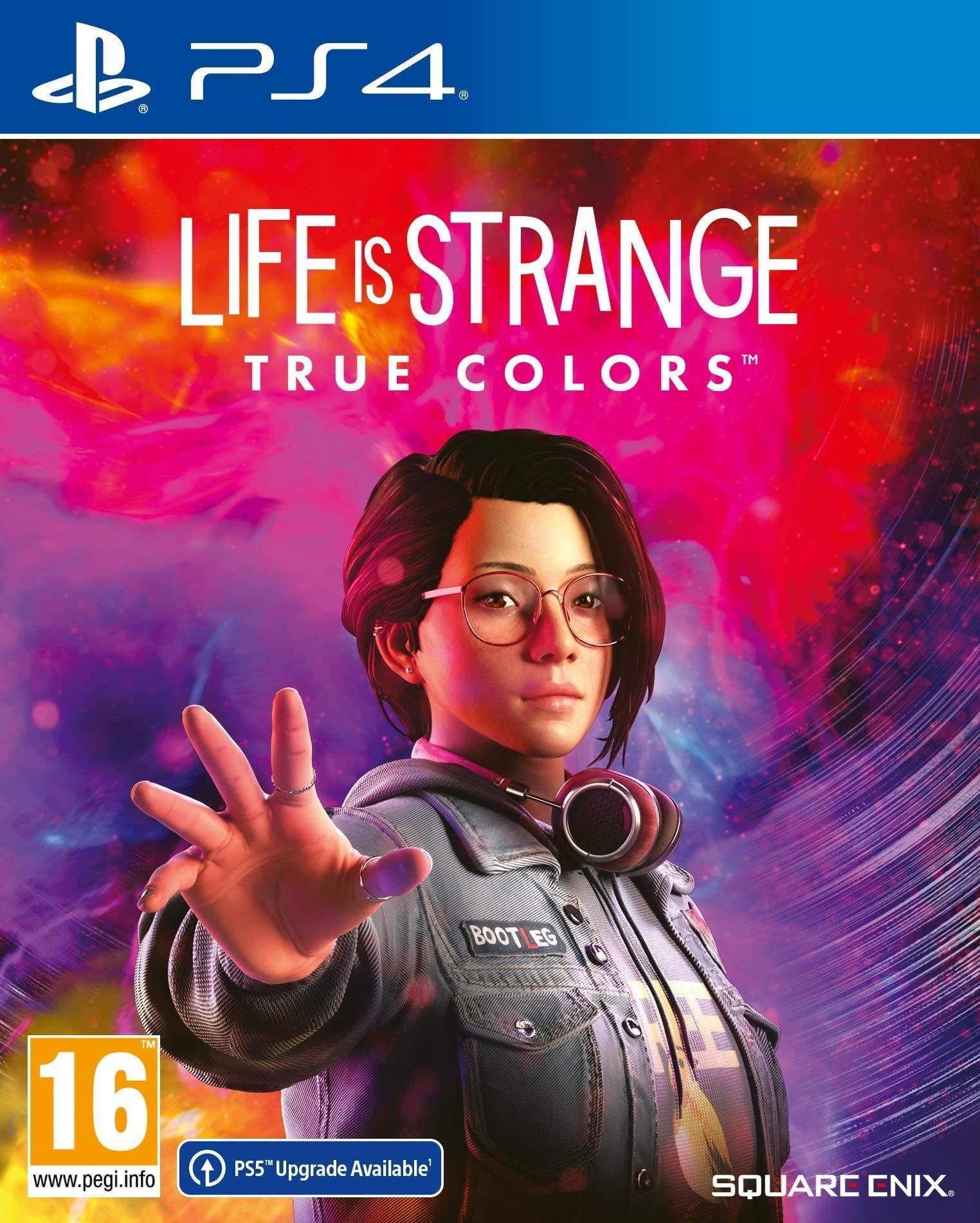 Játékborító: 'Life is Strange: True Colors'. Szemüveges lány, piros háttér.