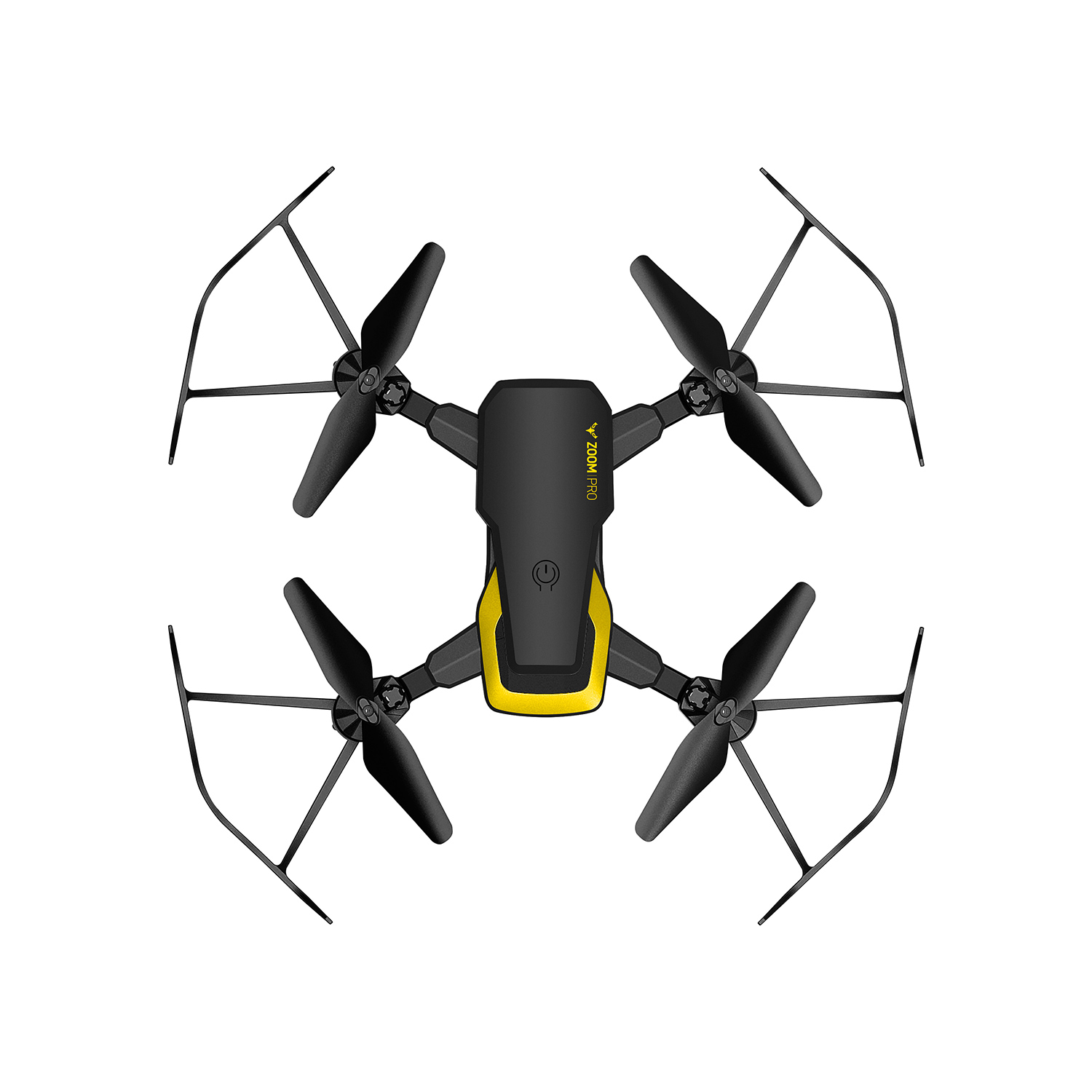 Dört pervaneli ve 'ZOOM PRO' etiketli siyah ve sarı drone.