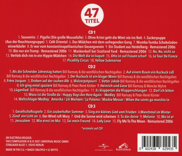 Ein CD-Cover mit Titellisten. 47 Titel sind aufgelistet. Eine Electrola-Veröffentlichung.