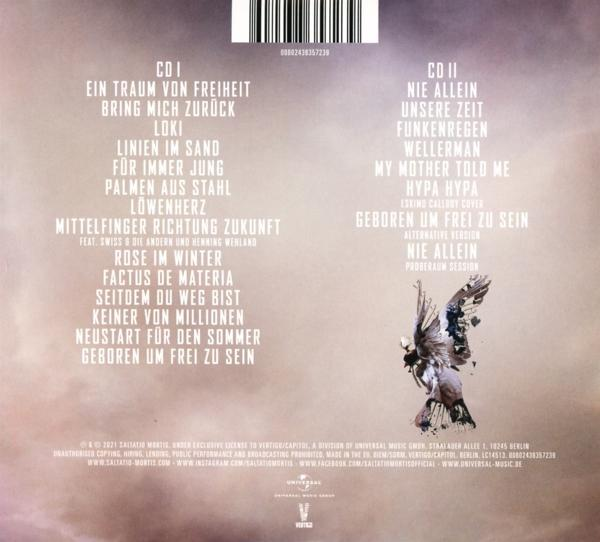 Rückseite einer CD-Hülle mit Titellisten und Artwork.