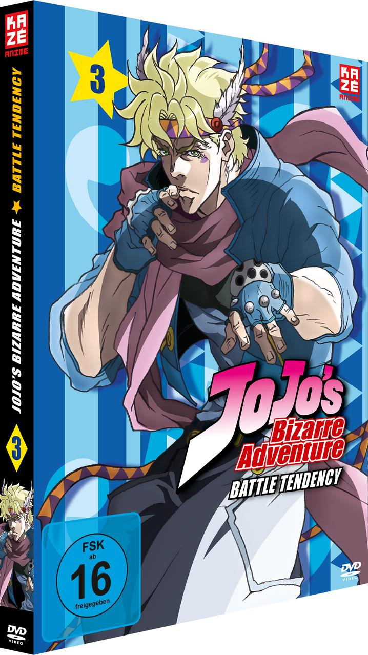 DVD-Hülle von JoJo's Bizarre Adventure. Ein Mann mit blonden Haaren ist auf dem Cover abgebildet.
