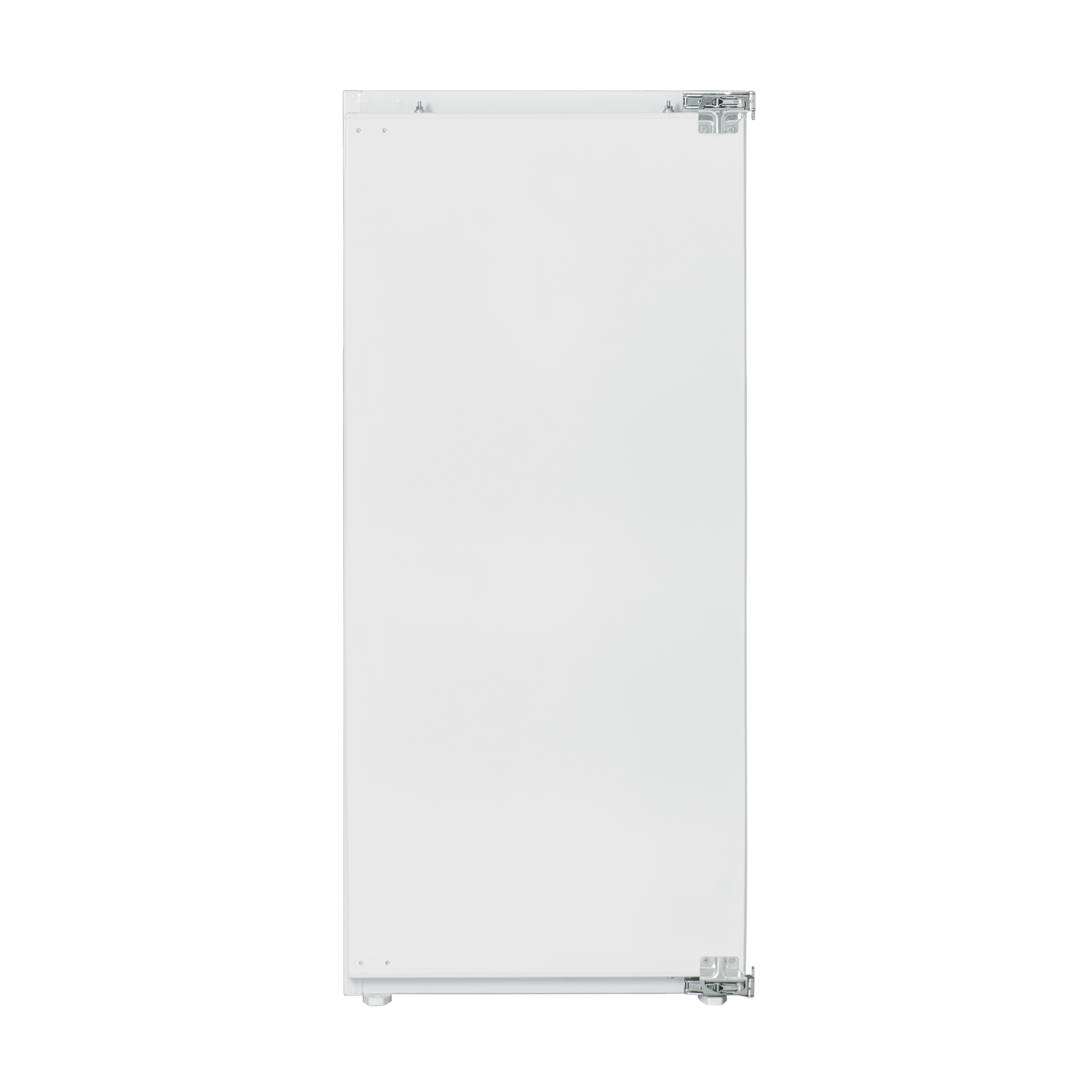 Ein weißer Kühlschrank mit geschlossener Tür, sauberes und schlichtes Design.