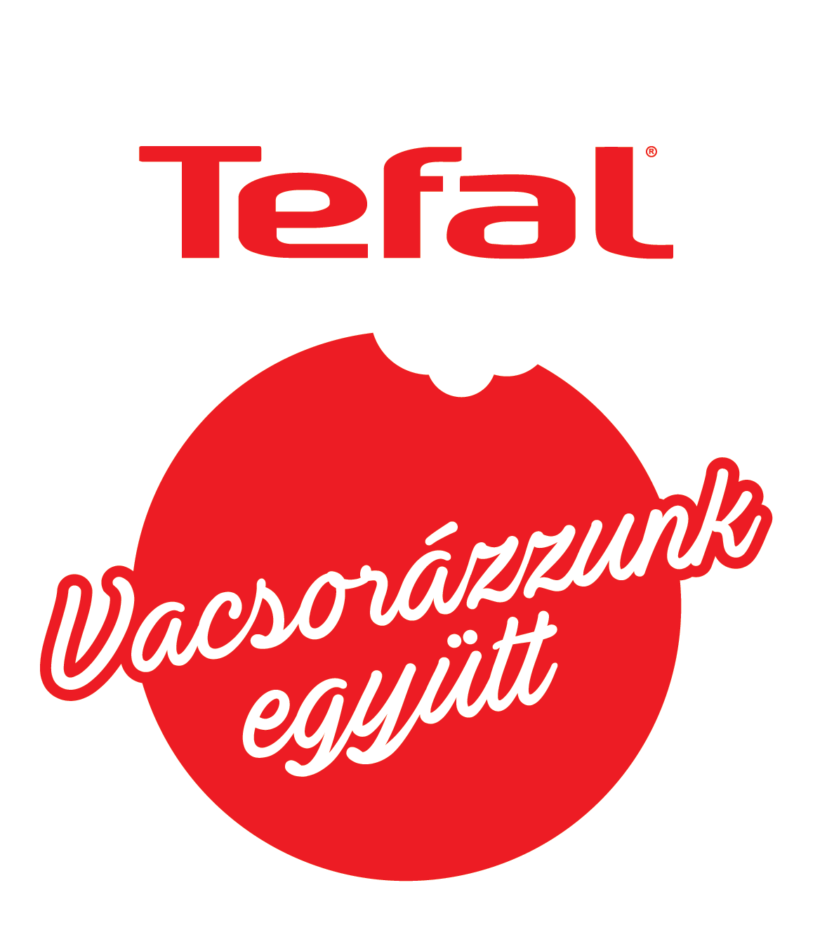 Tefal logó piros kör kivágással és a felirattal: 